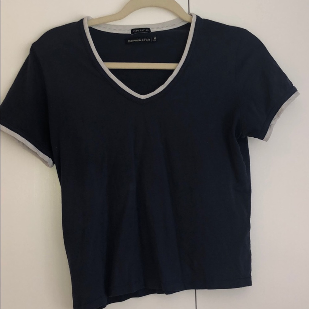 A&F Navy and White Shirt